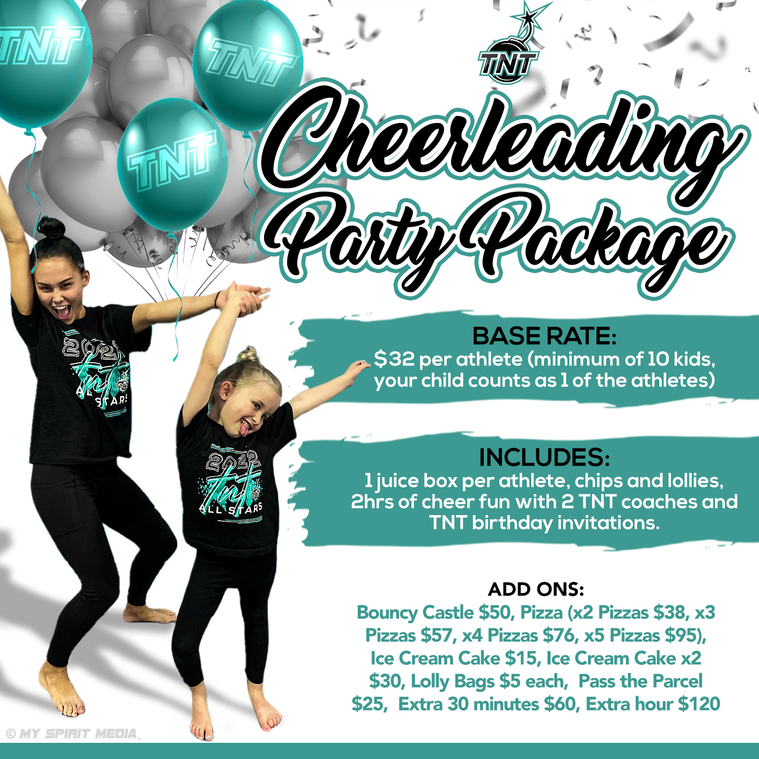 Cheerleading Party Package TNT All Stars Cheerleading, Perth